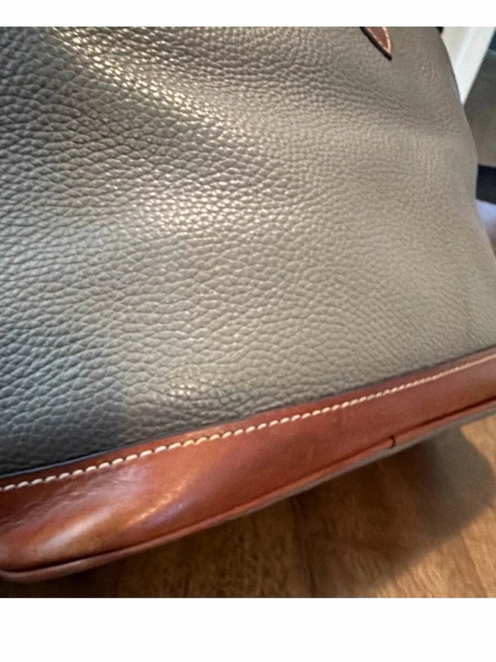 Dooney & Bourke Pebble Grain Zip Zip Satchel with Brown Trim